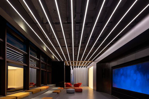 baffle ceiling system with LED lighting